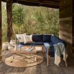 Shiro Garden Corner Sofa with Navy Cushions with Akira Coffee Table Set - Image 5