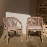 Shiro 6 Seater Wooden Garden Dining Set with 2 Shiro Benches & 2 Shiro Chairs - Pink Rope - Image 2