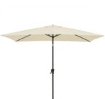 Square 2m Cream LED Parasol with 25kg Parasol Base - Black Concrete