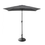 Square 2m Grey LED Premium Parasol with 25kg Parasol Base - Black Concrete