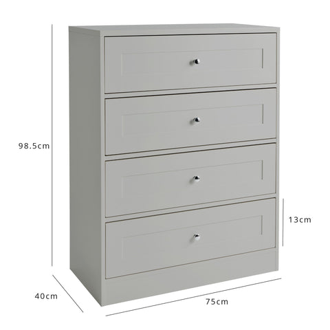 Stevie 4 Drawer Chest Grey Cutout 1 9c0c4c33 c321 469f aa8e Stevie Bedroom Furniture Set - Grey