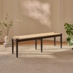 Tilly 150cm Wooden Bench - Black Oak & Paper Cord