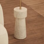 Tiree 97cm White Marble Floor Lamp Base with Tiree 30cm Tall Lamp Shade - Ivory Boucle - Image 4
