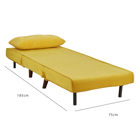 Outlet - Una Single Sofa Bed - Mustard Yellow 2 Una single sofa bed - yellow - velvet - Laura James
