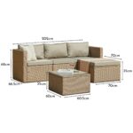 Outlet - Weston 4 Seater Rattan Garden Corner Sofa Set - Natural Weave - Image 10