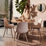 Willow Whitewash Round 4 Seater with Bella Boucle Dining Chairs with Whitewash Legs 