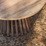 Willow Round Wooden Garden Coffee Table - Brushed Light Acacia - Image 6