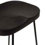 Aiden Black Mango Wood Backless Bar Stools - Set of 2 - Black Iron Legs - Image 4