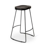 Aiden Black Mango Wood Backless Bar Stools - Set of 2 - Black Iron Legs - Image 7
