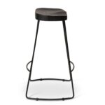Aiden Black Mango Wood Backless Bar Stools - Set of 2 - Black Iron Legs - Image 3