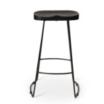 Aiden Black Mango Wood Backless Bar Stools - Set of 2 - Black Iron Legs - Image 8