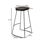 Aiden Black Mango Wood Backless Bar Stools - Set of 2 - Black Iron Legs - Image 9