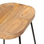 Aiden Natural Mango Wood Backless Bar Stools - Set of 2 - Black Iron Legs - Image 13