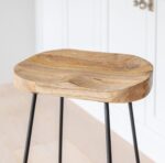 Aiden Natural Mango Wood Backless Bar Stools - Set of 2 - Black Iron Legs - Image 9