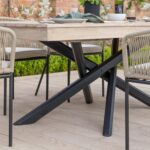 Amelia 4 Seater Wooden Garden Dining Set with 4 Hali Natural Chairs - Light Brushed Acacia with Black Legs - Image 9