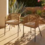 Amelia 4 Seater Wooden Garden Dining Set with 4 Hali Natural Chairs - Light Brushed Acacia with Black Legs - Image 4