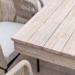 Amelia 4 Seater Wooden Garden Dining Set with 4 Hali Natural Chairs - Light Brushed Acacia with Black Legs - Image 7