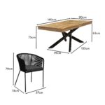 Amelia 8 Seater White Acacia Wood Black Legs Garden Dining Set - Hali Black Chairs - Image 14