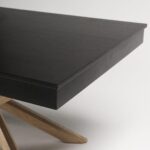 Outlet - Amelia Black Wood Non-Extendable Dining Table - Oak Legs - Image 3