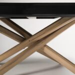 Outlet - Amelia Black Wood Non-Extendable Dining Table - Oak Legs - Image 4