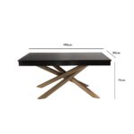 Amelia Black Wood Dining Table - Non Extendable - Oak Legs - Image 6