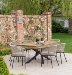 Outlet - Amelia Natural Acacia Wood Garden Dining Table - Black Metal Legs - Image 2