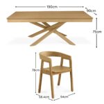 Amelia Pale Oak Dining Table Set -  6 Seater - Pale Oak Armchairs - Image 6