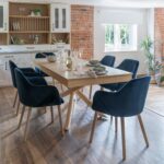 Amelia Whitewash Dining Table Set - 6 Seater - Freya Blue Carver Chairs - Whitewash Oak Legs