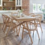 Amelia Whitewash Extendable Dining Table Set - 6 Seater - Mabel Pale Oak Spindle Back Chairs
