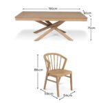 Amelia Whitewash Dining Table Set - 6 Seater - Mabel Pale Oak Spindle Back Chairs - Image 7