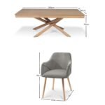 Amelia Whitewash Dining Table Set - 6 Seater - Freya Fossil Carver Chairs - Whitewash Legs - Image 9