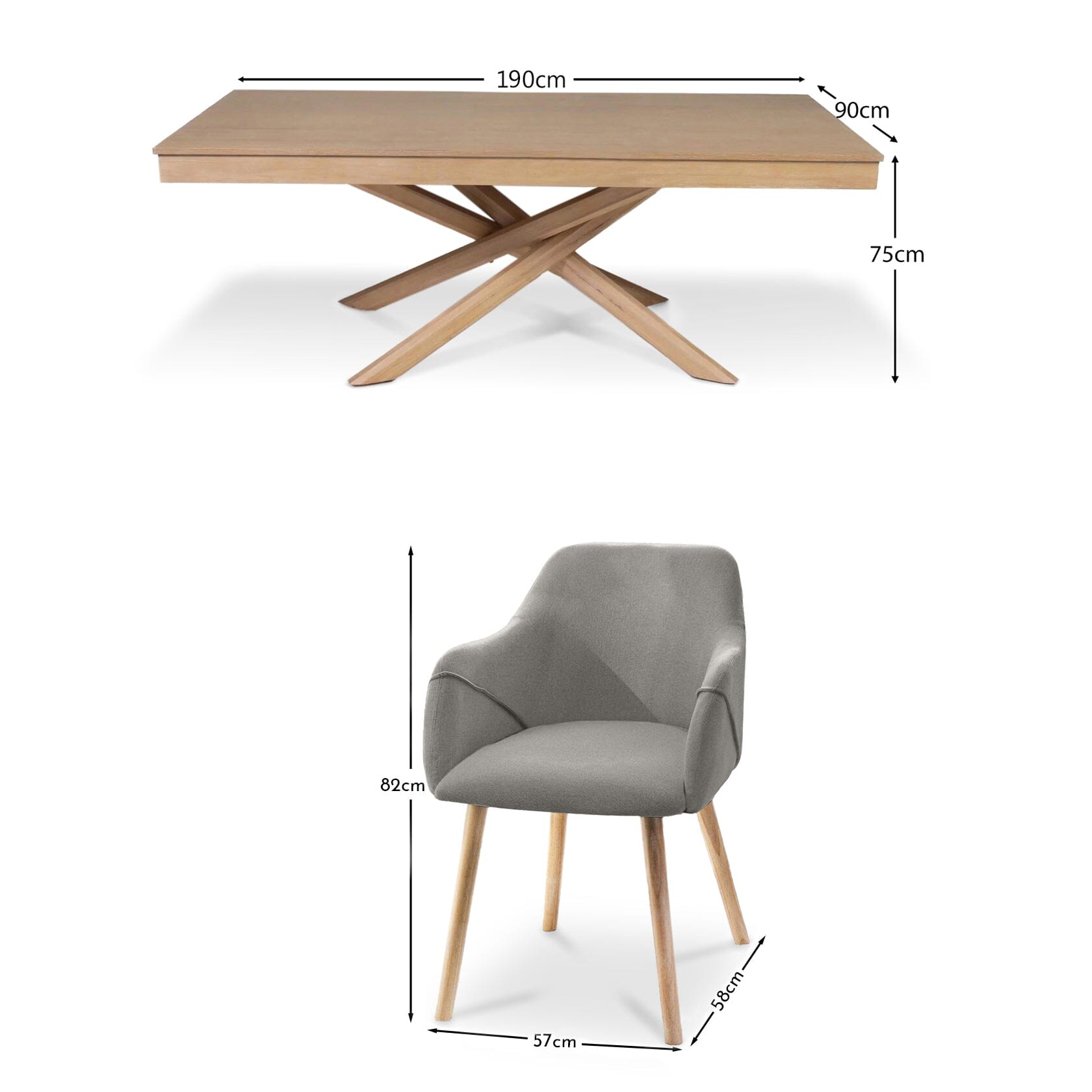 Amelia Whitewash Dining Table Set - 6 Seater - Freya Fossil Carver Chairs - Whitewash Legs - Image 9