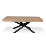 Amelia Whitewash Extendable Dining Table Set - 6 Seater - Bella Light Beige Boucle Dining Chairs - Black Legs - Image 9