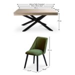 Amelia Whitewash Extendable Dining Table Set - 6 Seater - Freya Fern Green Dining Chairs - Black Legs - Image 11