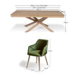 Amelia Whitewash Extendable Dining Table Set - 6 Seater - Freya Fern Green Carver Chairs - Whitewash Legs - Image 12