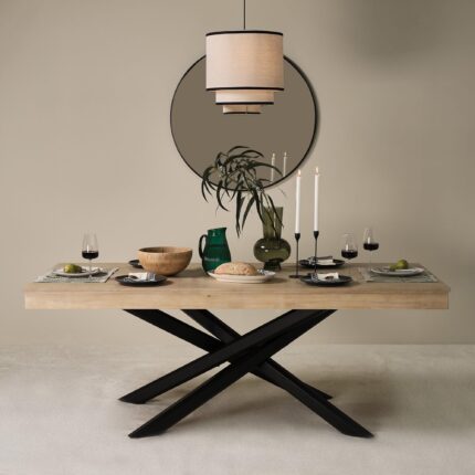 Outlet - Amelia Whitewash Wood Non Extending Dining Table - Black Legs