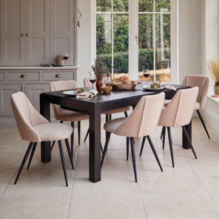 Outlet - Amy Dining Chair - Set of 2 - Boucle with Black Legs