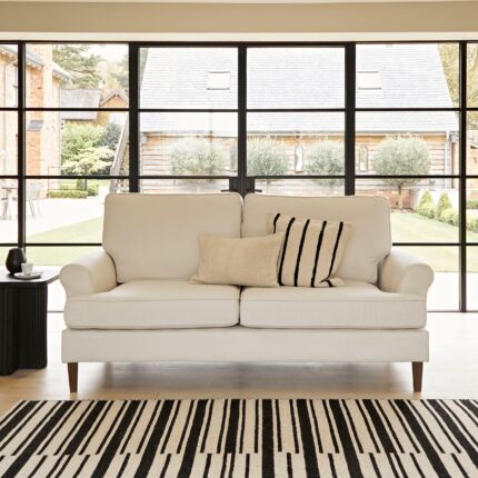 Annabelle 3 Seater Sofa - Natural Ivory with Dark Oak Legs