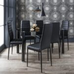 Outlet - Anya Glass Dining Table Set - 6 Seater - Anya Black Faux Leather Chairs