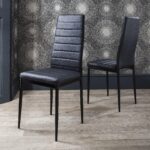 Outlet - Anya Glass Dining Table Set - 6 Seater - Anya Black Faux Leather Chairs - Image 4