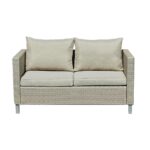 Aria 2 Seater Rattan Garden Sofa - Light Grey - Image 5
