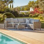 Aria 6 Extended Garden Corner Sofa with Coffee Table - Light Grey