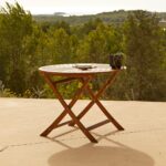 Ashby 6 Seater Round Wooden Garden Dining Set with Arms & Cream Parasol - 130cm - Image 7