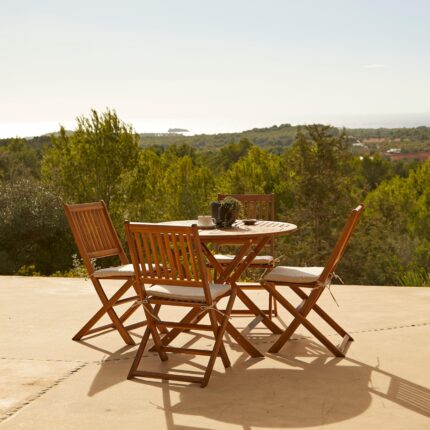 Ashby 4 Seater Round Wooden Garden Dining Set - 100cm
