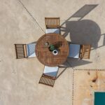 Ashby 4 Seater Round Wooden Garden Dining Set with Cream LED Premium Parasol  - 100cm - Image 9