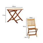 Ashby 4 Seater Round Wooden Garden Dining Set with Grey LED Premium Parasol  - 100cm - Image 13