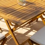 Ashby 4 Seater Wooden Rectangular Garden Dining Set with Grey LED Premium Parasol - 120cm - Image 4