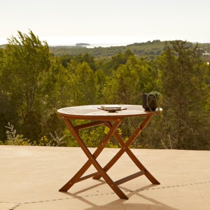 Ashby 4 Seater Wooden Round Folding Garden Dining Table - 100cm