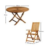 Ashby 6 Seater Round Wooden Garden Dining Set with Arms & Cream Parasol - 130cm - Image 13