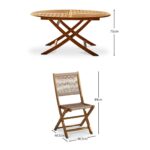Ashby 4 Seater Wooden Round Garden Dining Set with 4 Cove Rope Chairs & Cream Parasol  - 130cm - Image 13